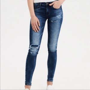 American Eagle Outfitters Blue Distressed Jeggings